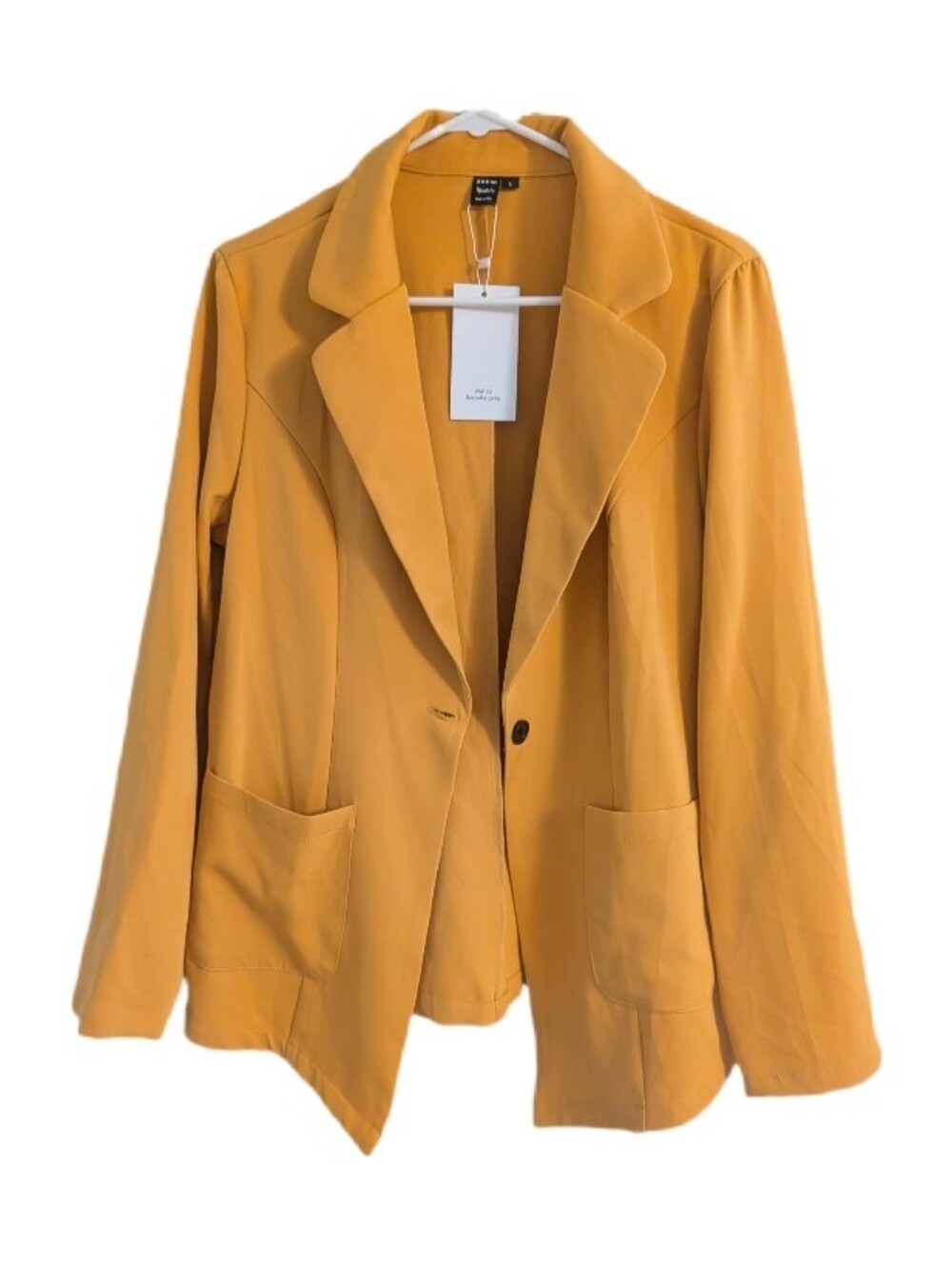 🆕 SHEIN Modely Mustard Yellow Women's Blazer Jacket L